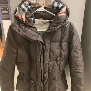 NWOT Burberry Brit dark brown down puffer jacket